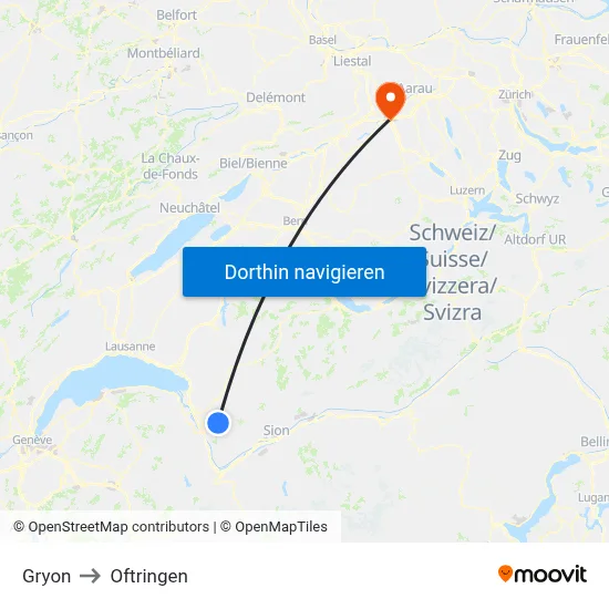 Gryon to Oftringen map