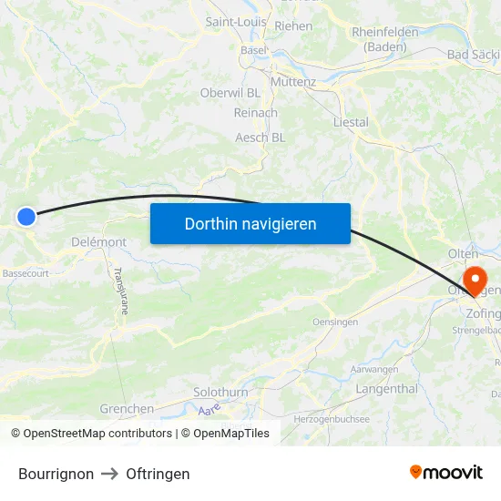 Bourrignon to Oftringen map