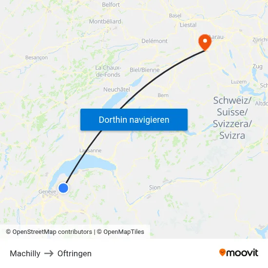 Machilly to Oftringen map