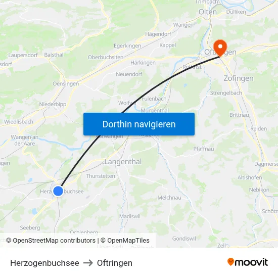 Herzogenbuchsee to Oftringen map