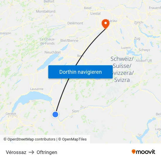 Vérossaz to Oftringen map