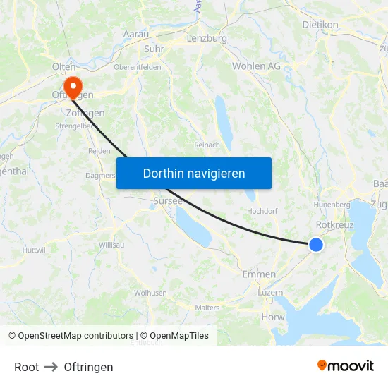 Root to Oftringen map