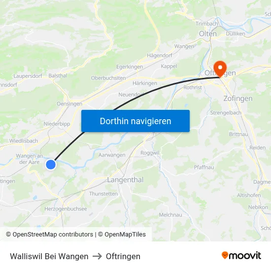 Walliswil Bei Wangen to Oftringen map