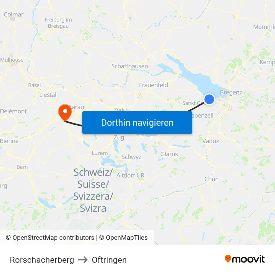 Rorschacherberg to Oftringen map