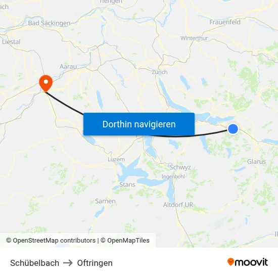 Schübelbach to Oftringen map