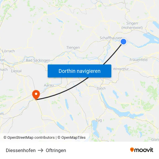 Diessenhofen to Oftringen map