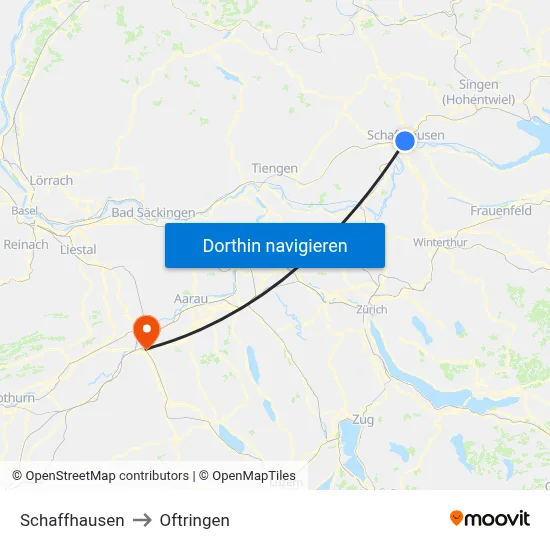 Schaffhausen to Oftringen map