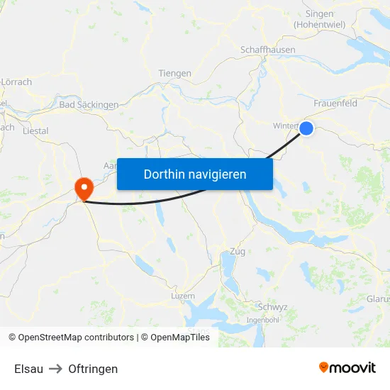 Elsau to Oftringen map