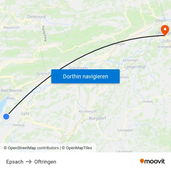 Epsach to Oftringen map