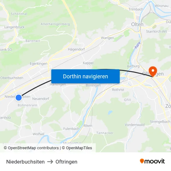 Niederbuchsiten to Oftringen map