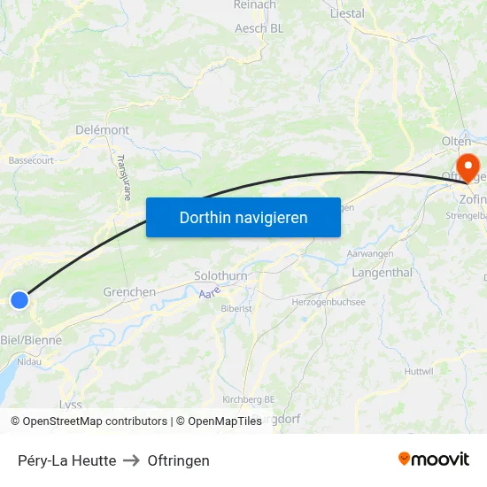 Péry-La Heutte to Oftringen map
