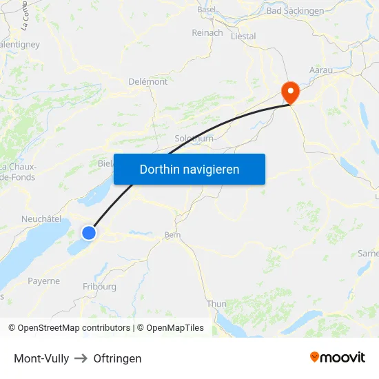 Mont-Vully to Oftringen map