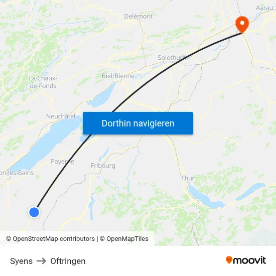 Syens to Oftringen map