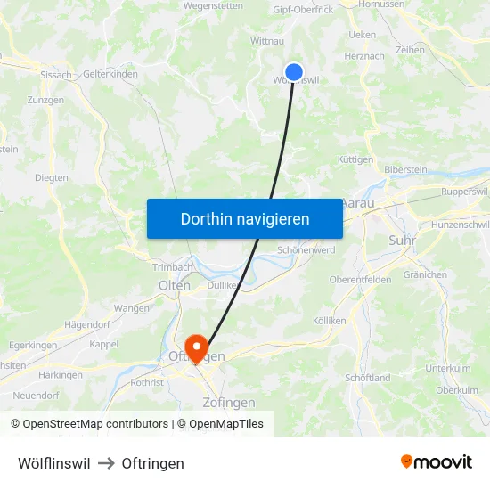 Wölflinswil to Oftringen map