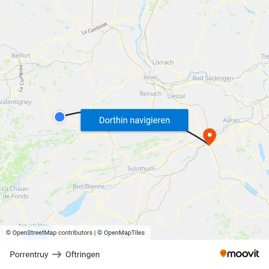 Porrentruy to Oftringen map