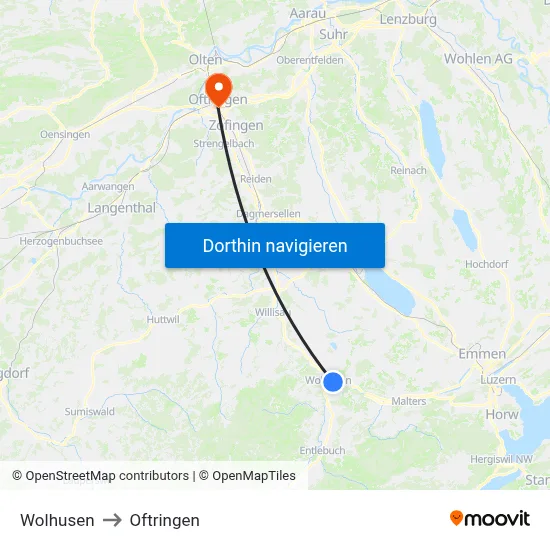 Wolhusen to Oftringen map