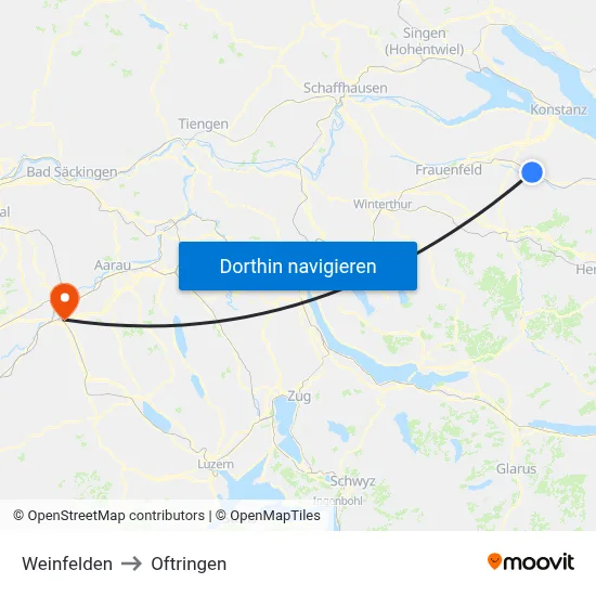 Weinfelden to Oftringen map