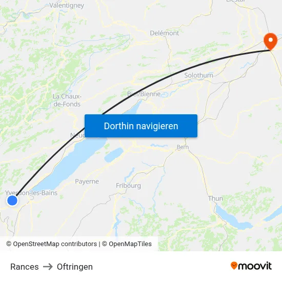 Rances to Oftringen map