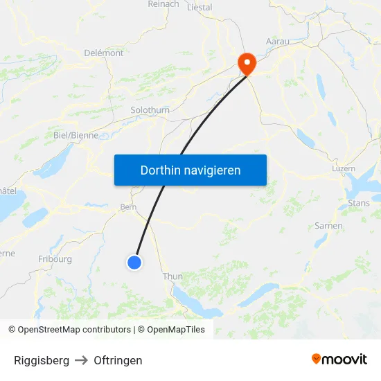 Riggisberg to Oftringen map