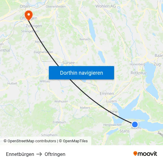 Ennetbürgen to Oftringen map