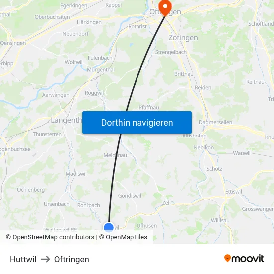 Huttwil to Oftringen map