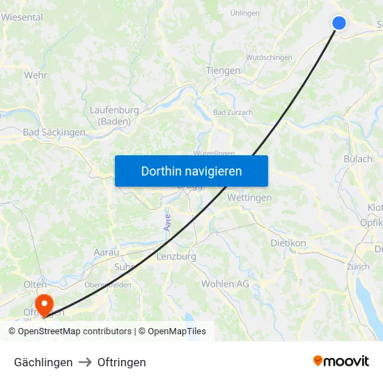 Gächlingen to Oftringen map