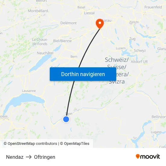 Nendaz to Oftringen map