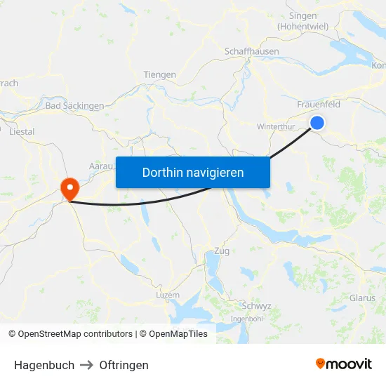 Hagenbuch to Oftringen map