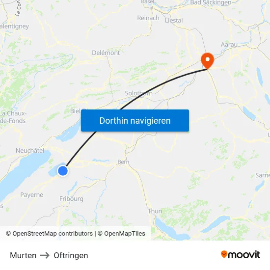 Murten to Oftringen map