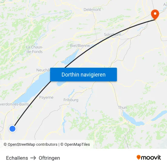Echallens to Oftringen map