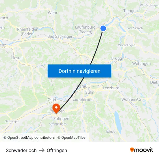 Schwaderloch to Oftringen map