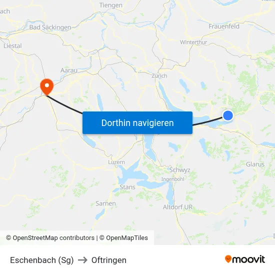 Eschenbach (Sg) to Oftringen map