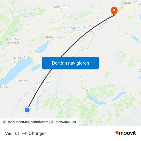 Vaulruz to Oftringen map