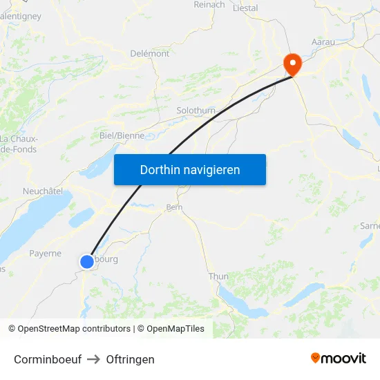 Corminboeuf to Oftringen map
