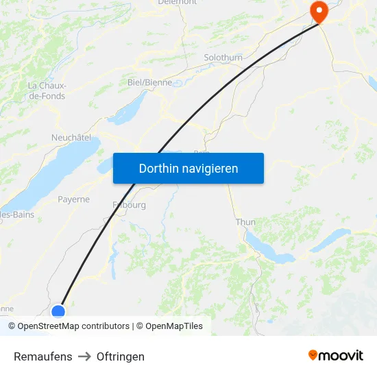 Remaufens to Oftringen map