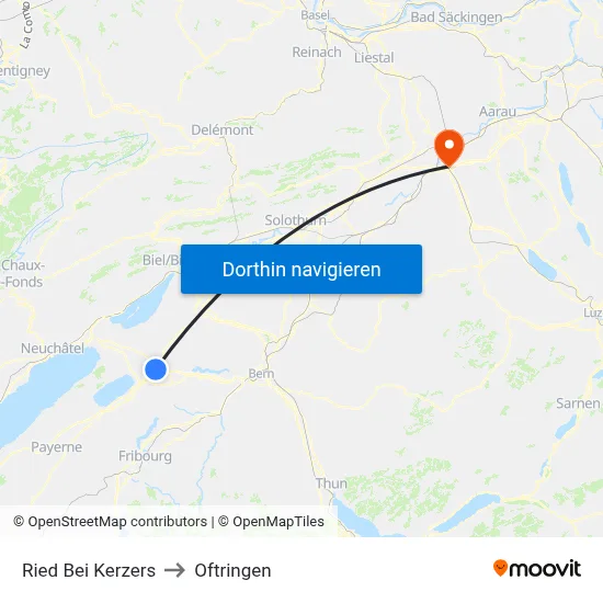 Ried Bei Kerzers to Oftringen map