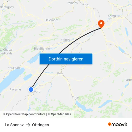 La Sonnaz to Oftringen map