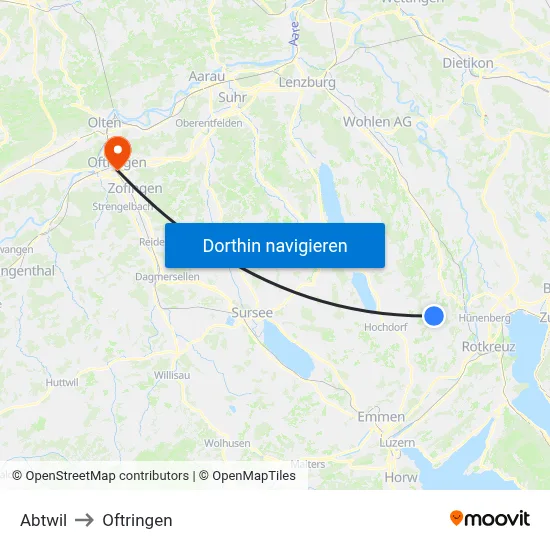 Abtwil to Oftringen map