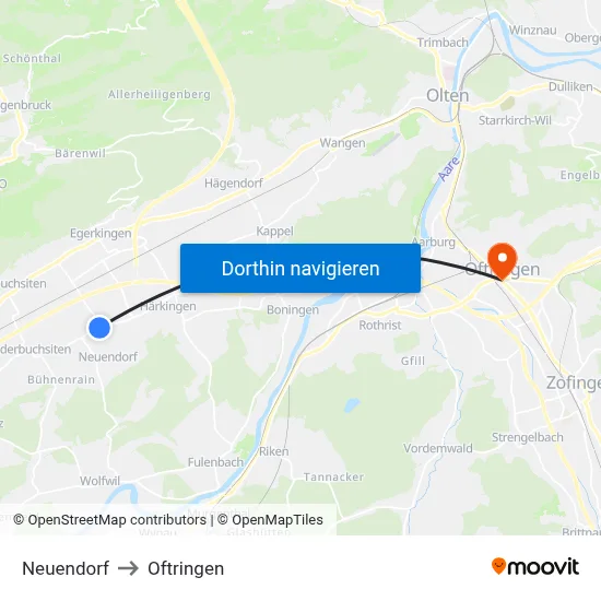 Neuendorf to Oftringen map