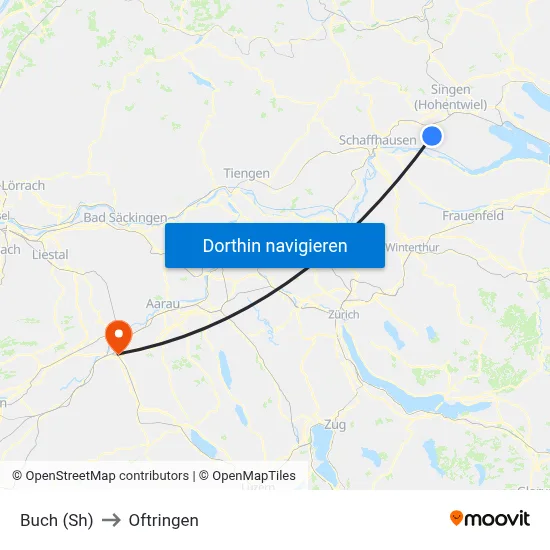 Buch (Sh) to Oftringen map