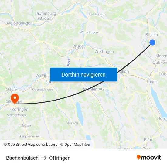 Bachenbülach to Oftringen map