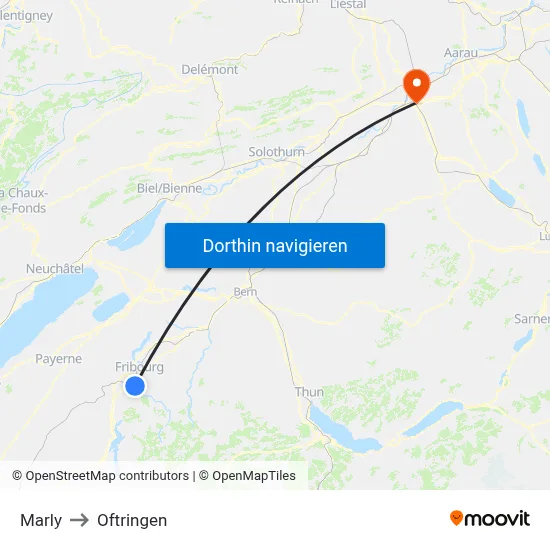 Marly to Oftringen map