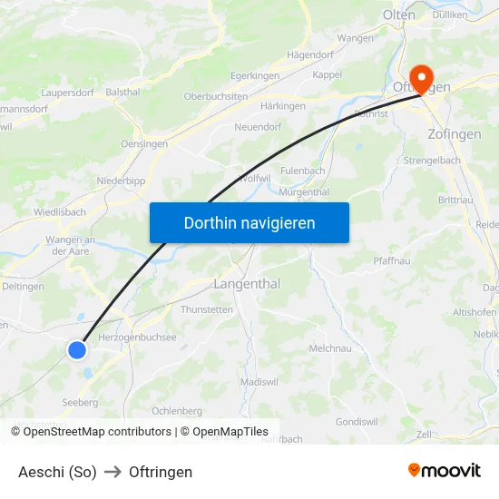 Aeschi (So) to Oftringen map