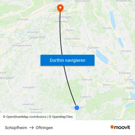 Schüpfheim to Oftringen map