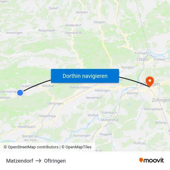 Matzendorf to Oftringen map