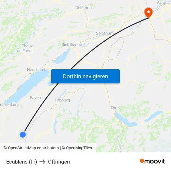 Ecublens (Fr) to Oftringen map