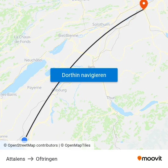 Attalens to Oftringen map