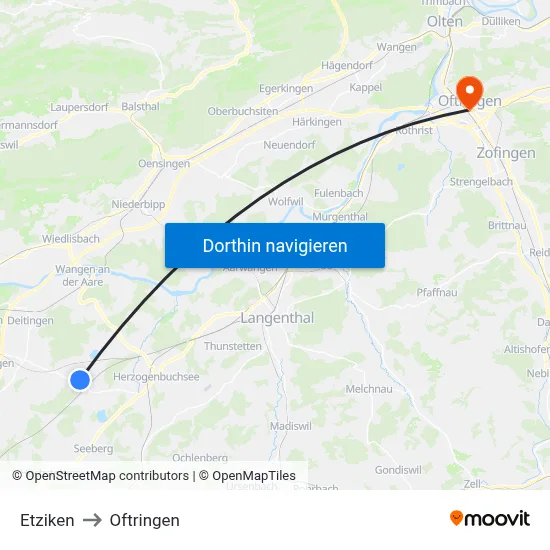 Etziken to Oftringen map