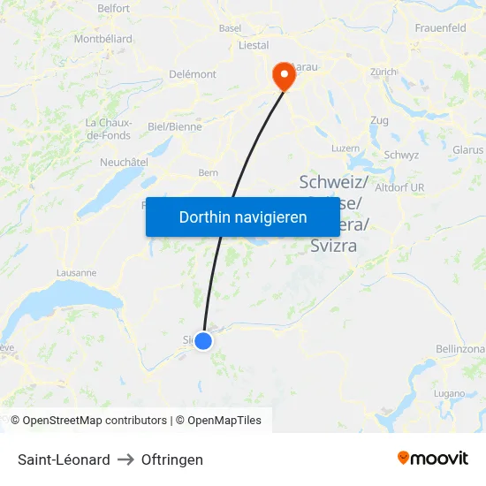 Saint-Léonard to Oftringen map