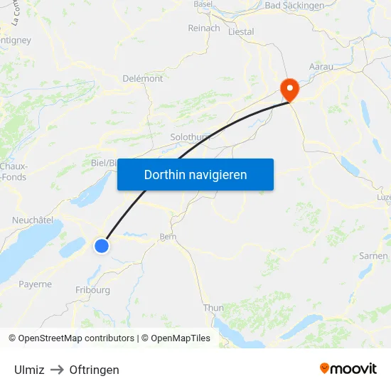 Ulmiz to Oftringen map